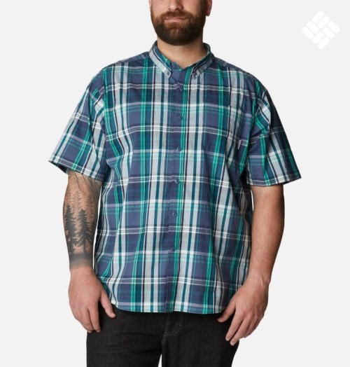Men's Columbia Rapid Rivers II Short Sleeve Shirts Navy | Plus Size CA-Q156A